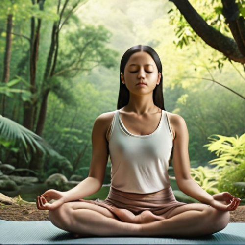 Home 19 ** A person meditating, surrounded by serene nature, symbolizing inner peace and letting go of the past. Focus on calm colors and a peaceful expression.
**