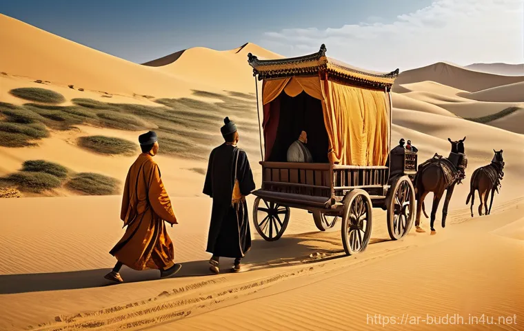 중국 불교의 역사 - **Prompt: "A vibrant scene depicting the early arrival of Buddhism in China during the Han Dynasty. ...