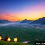 Home 23 불교 축제와 행사 - A serene outdoor scene capturing a Buddhist festival in northern Thailand during November, featuring...
